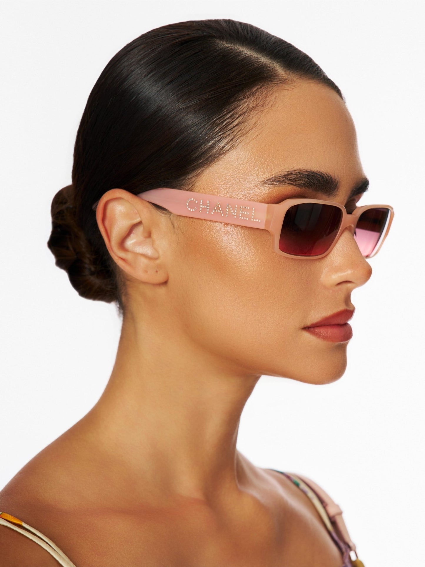 Chanel Rhinestone Logo Sunglasses